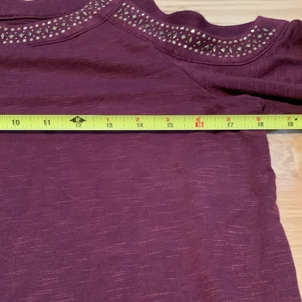 Knox Rose Studded Cold Shoulder Long Sleeve Maroon Blouse Women’s S - Picture 9 of 14